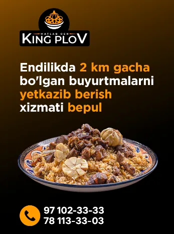 Endilikda 2 km gacha yetqazib berish xizmatimiz bepul !